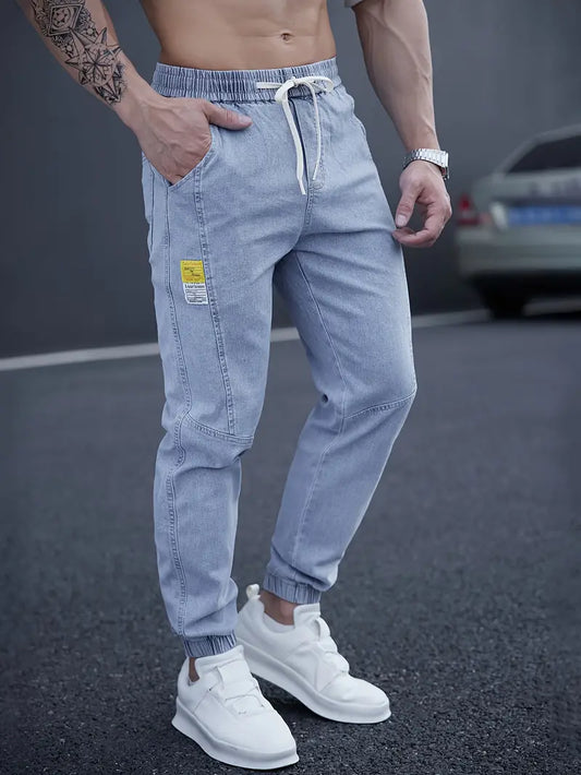 Elijah – lässige tapered-jeans mit taillenkordelzug