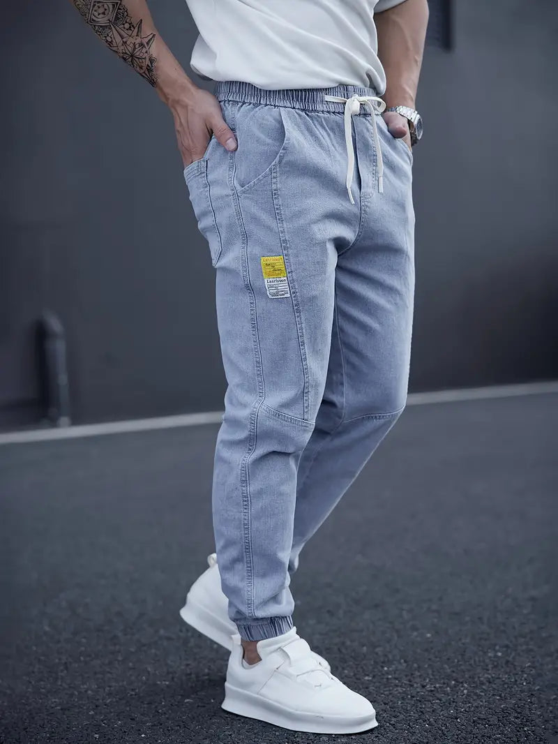 Elijah – lässige tapered-jeans mit taillenkordelzug